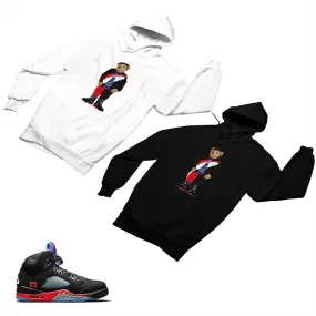 Jordan 5 Top 3 Black Matching Custom Designed Hoodies JD 5-2-7-18