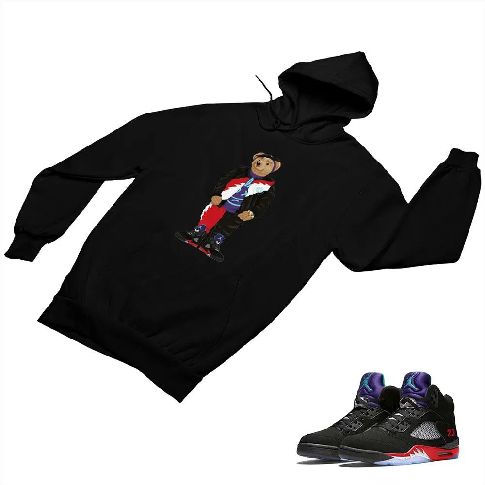 Jordan 5 Top 3 Black Matching Custom Designed Hoodies JD 5-2-7-18