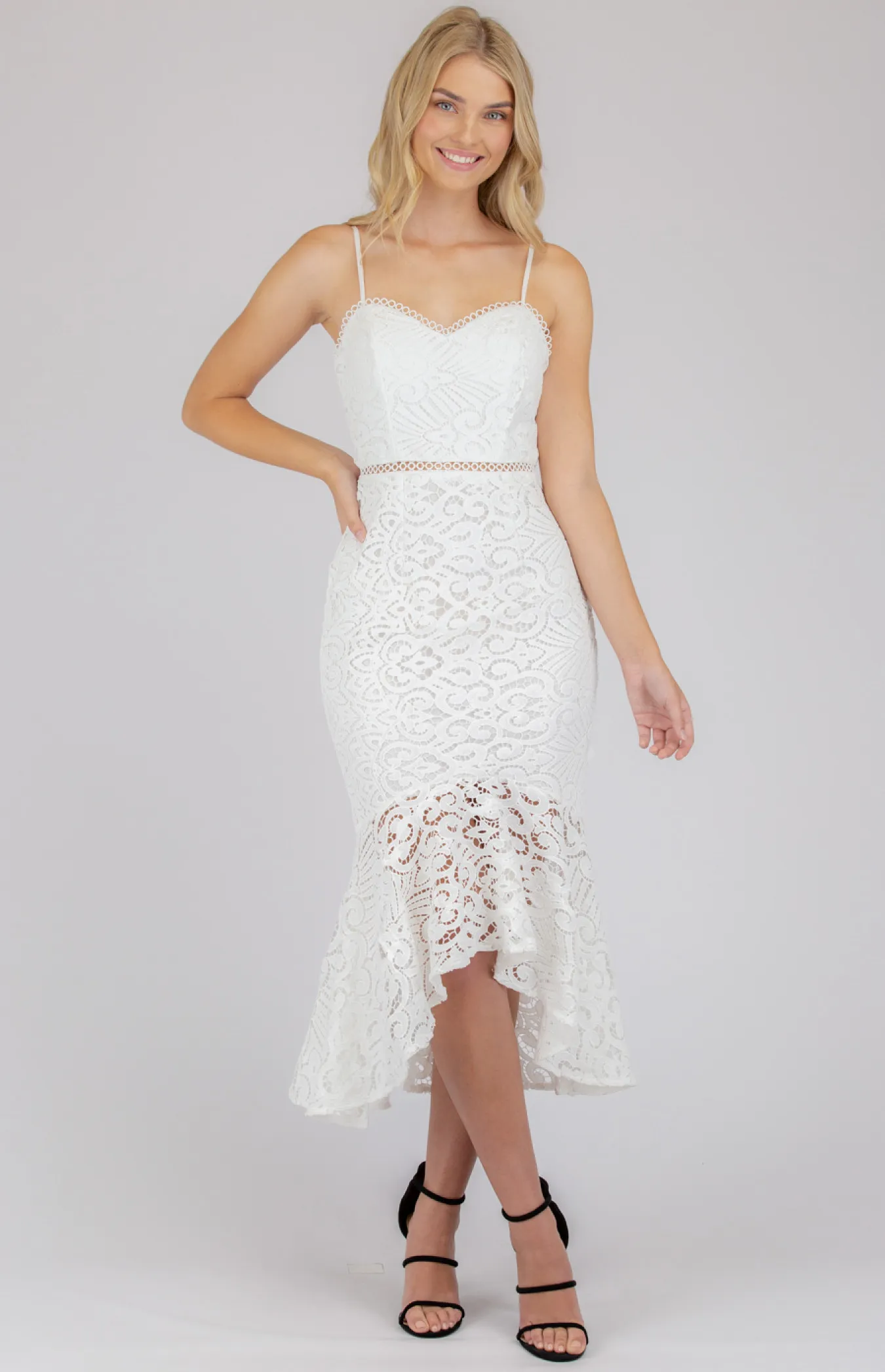 Lace Midi Dress with Flared Hem (SDR673A)