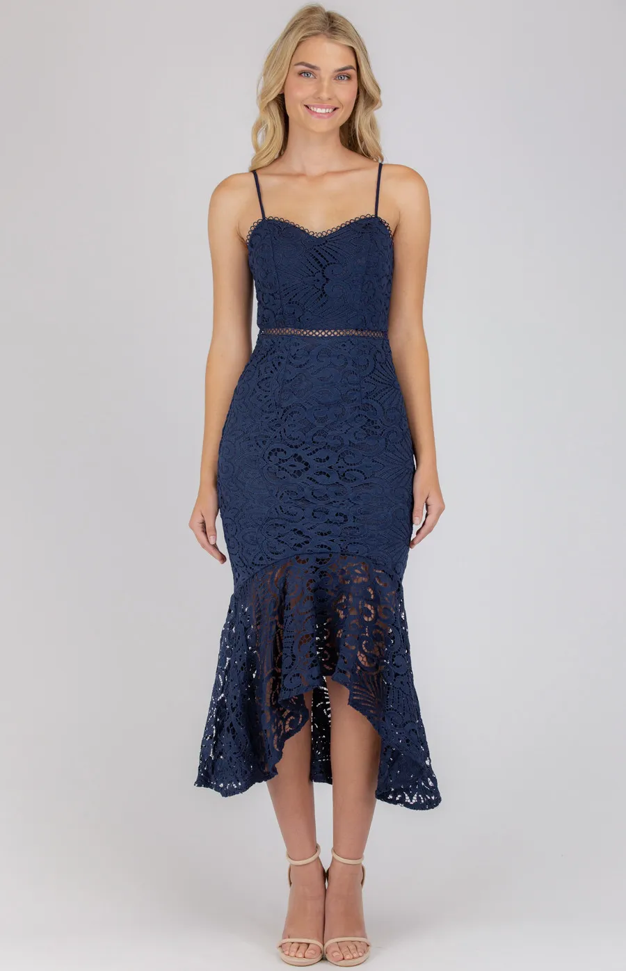 Lace Midi Dress with Flared Hem (SDR673A)