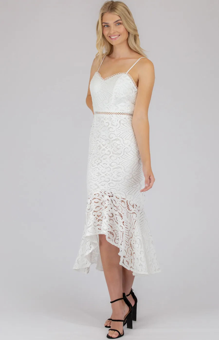 Lace Midi Dress with Flared Hem (SDR673A)