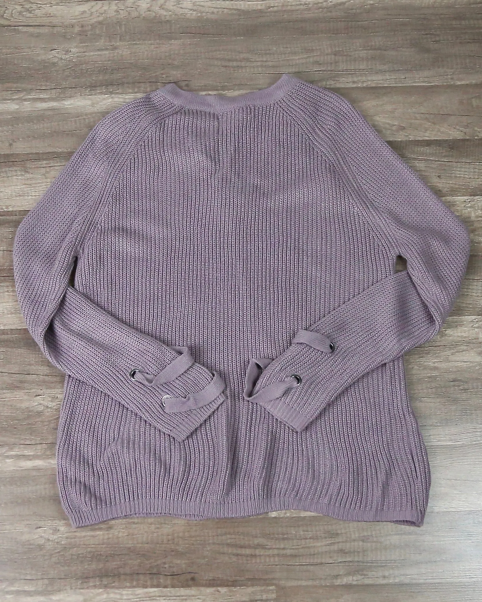 Lace Up Grommet Knit Sweater in Dusty Purple