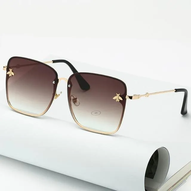 Lady Oversize Rimless Square Bee Sunglasses