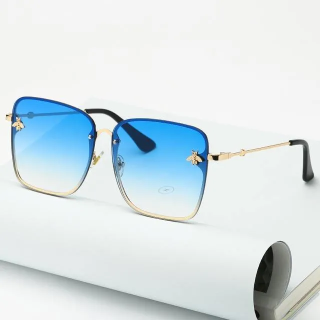 Lady Oversize Rimless Square Bee Sunglasses