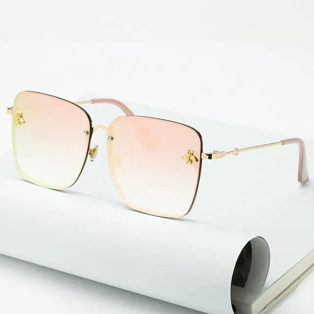 Lady Oversize Rimless Square Bee Sunglasses