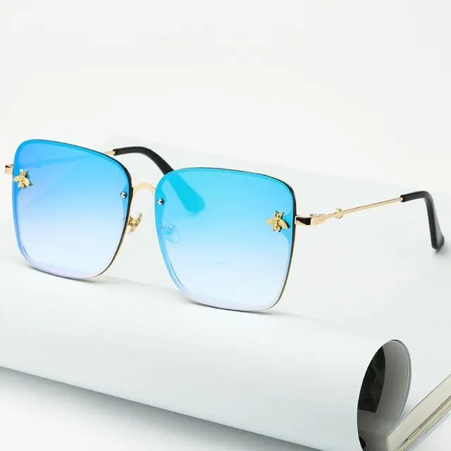 Lady Oversize Rimless Square Bee Sunglasses