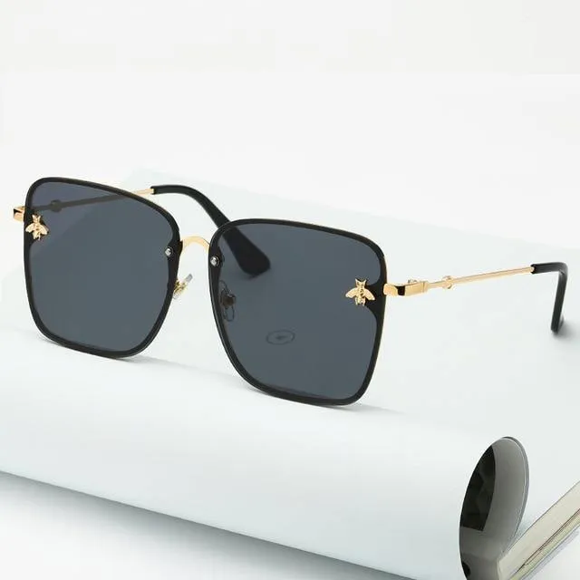 Lady Oversize Rimless Square Bee Sunglasses