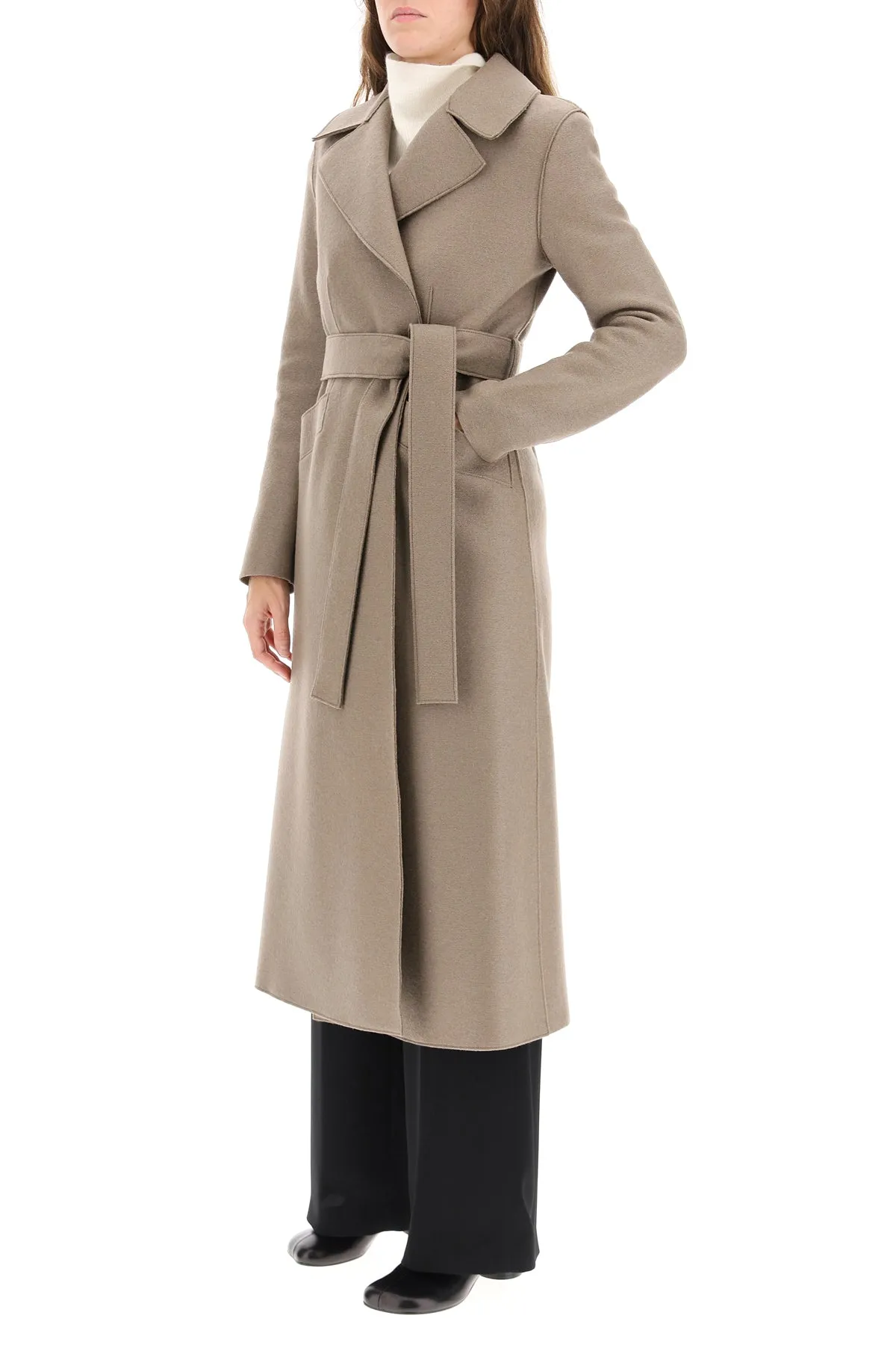 long pressed wool coat