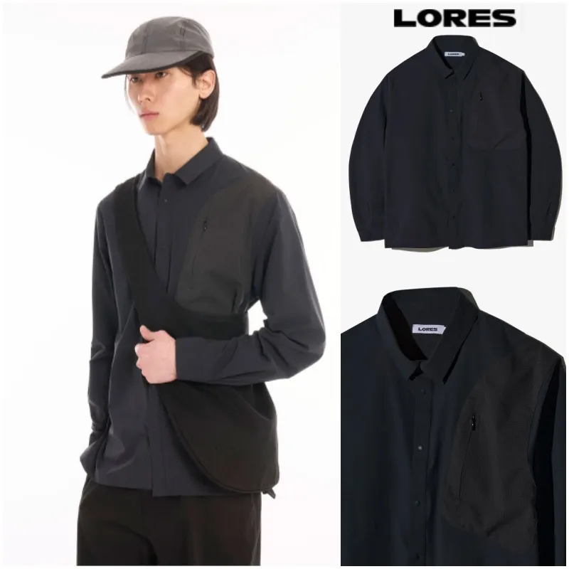 LORES  |Unisex Street Style Plain Logo Skater Style Shirts