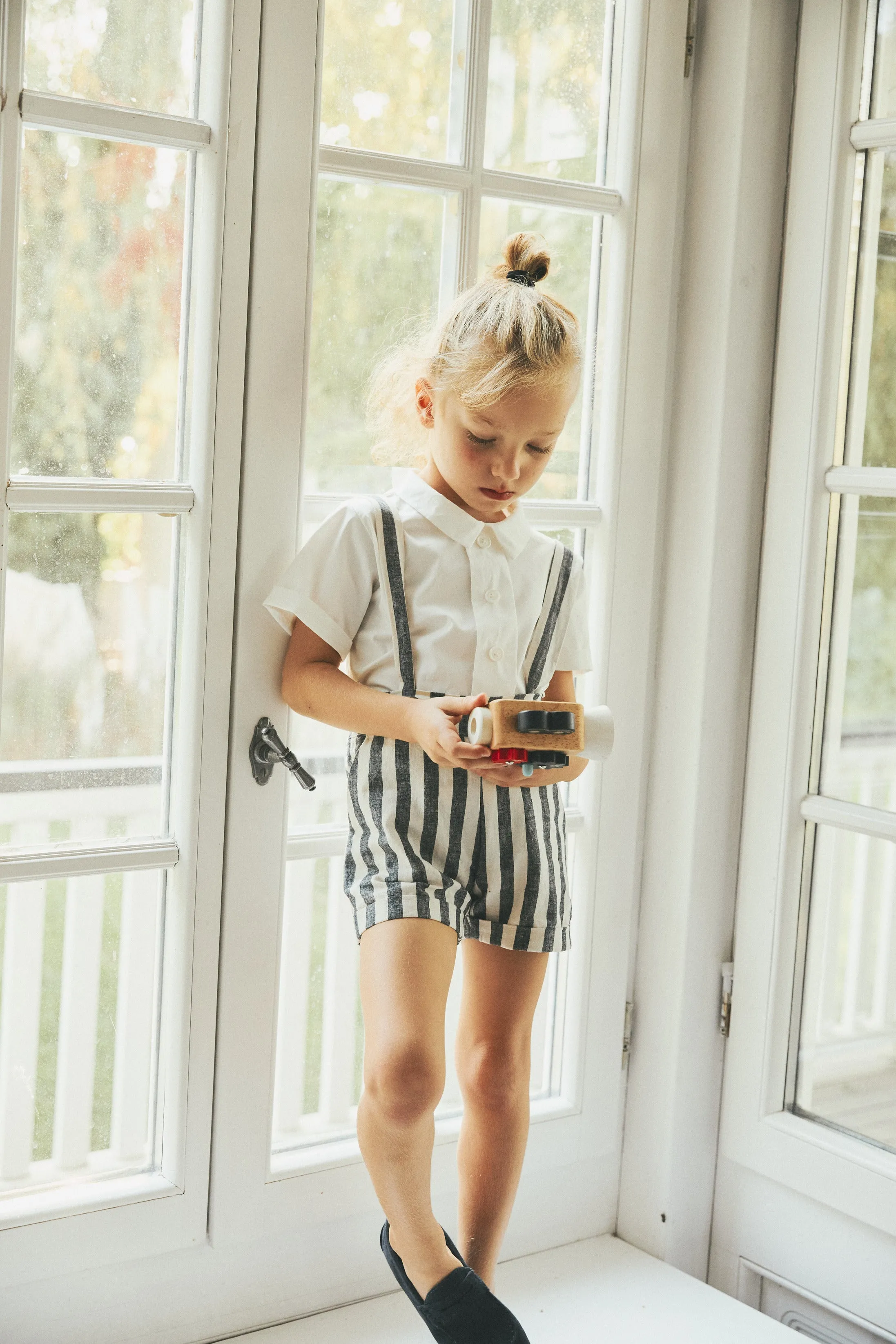 LOUIS PANTS WITH SUSPENDERS-GREY AND BEIGE STRIPES