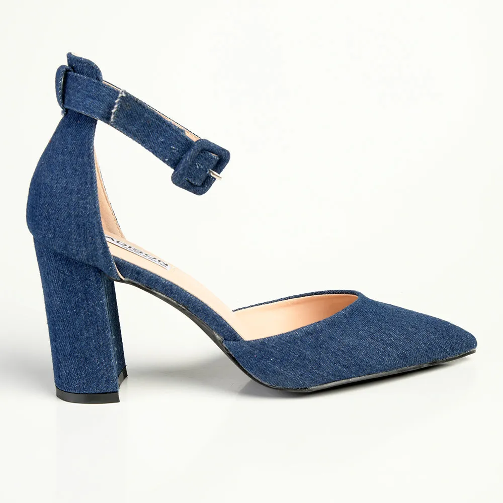 Madison Padma Block Heel Court -Dark Blue