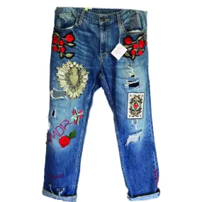 Maggie Devos- Embellished Jeans w/Heart Amor