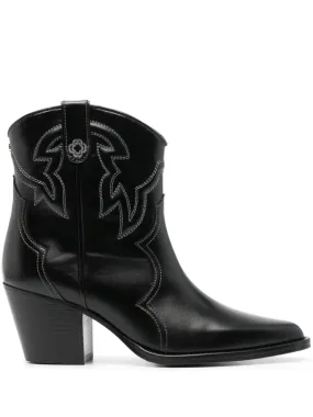 Maje leather cowboy boots - Black