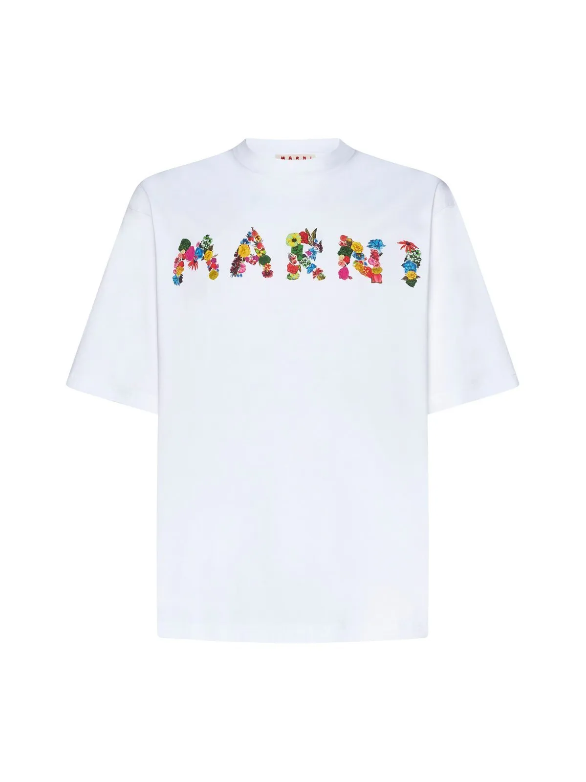 MARNI  |Crew Neck Flower Patterns Cotton Short Sleeves Logo