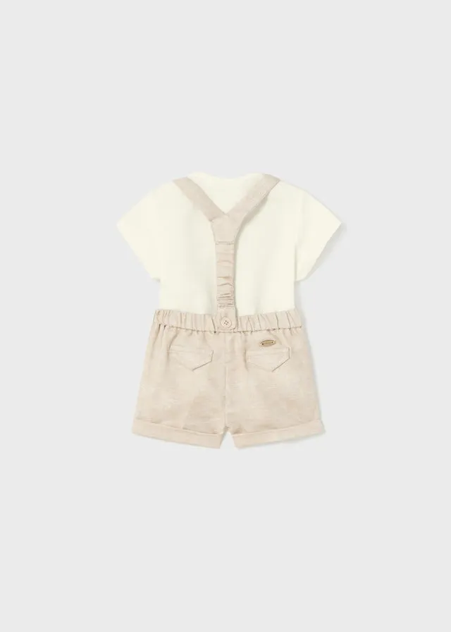 Mayoral Shorts with suspenders set for newborn boy - Linen