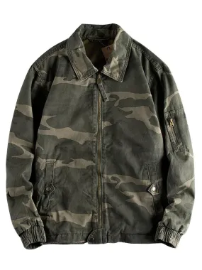 Men's Vintage Camouflage Lapel Zipper Casual Jacket