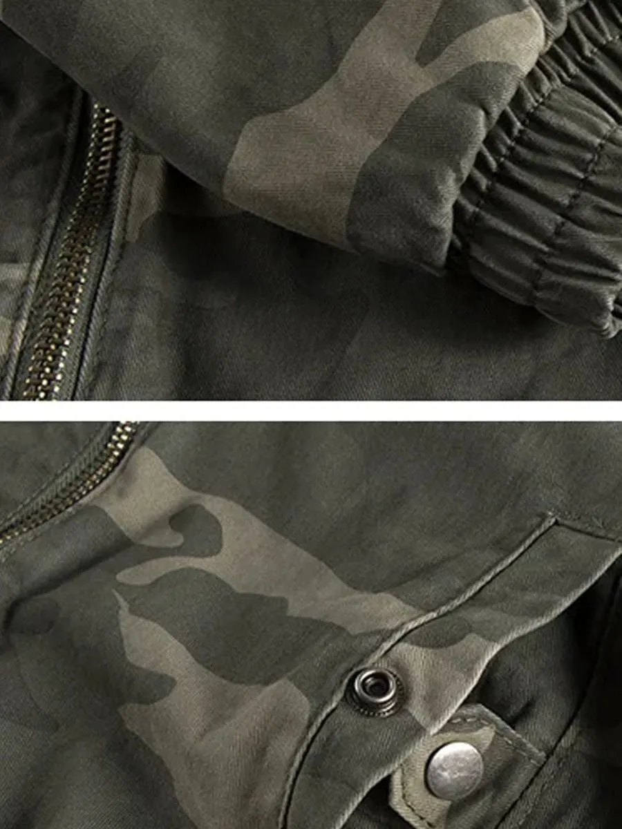 Men's Vintage Camouflage Lapel Zipper Casual Jacket