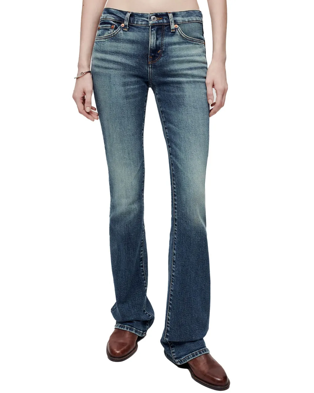 Mid Rise Baby Bootcut Jean in Azzurro