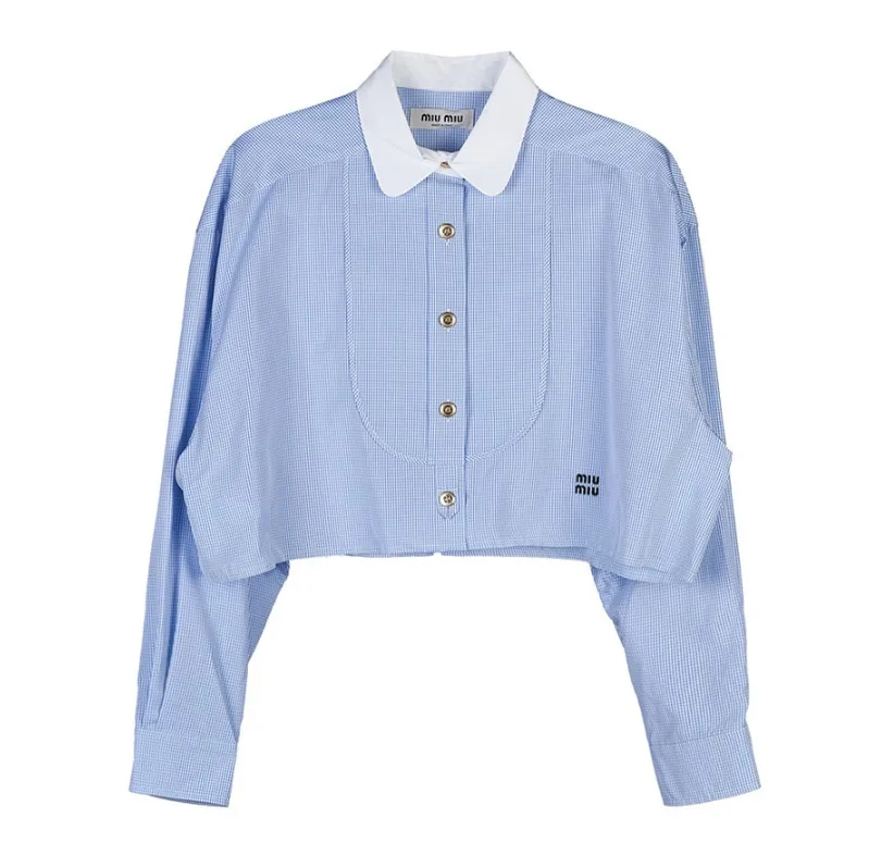 MiuMiu  |Casual Style Street Style Logo Shirts & Blouses