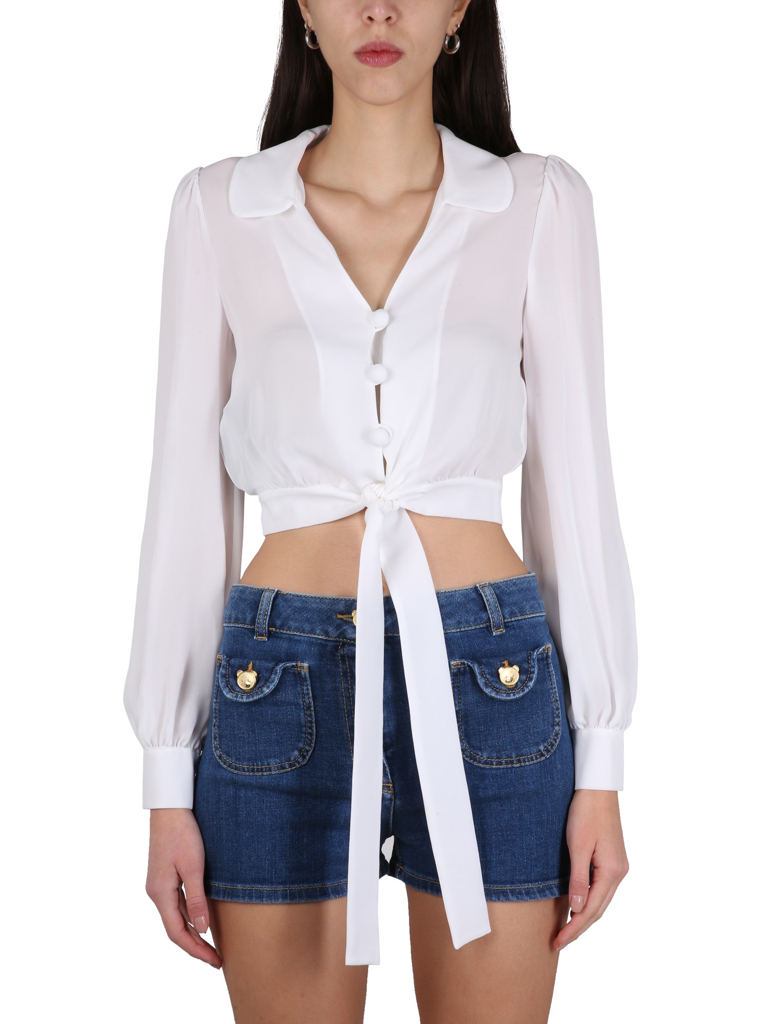 MOSCHINO    SILK CROPPED BLOUSE