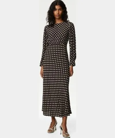 M&S Collection Womens M&S Collection Polka Dot Round Neck Midaxi Tea Dress