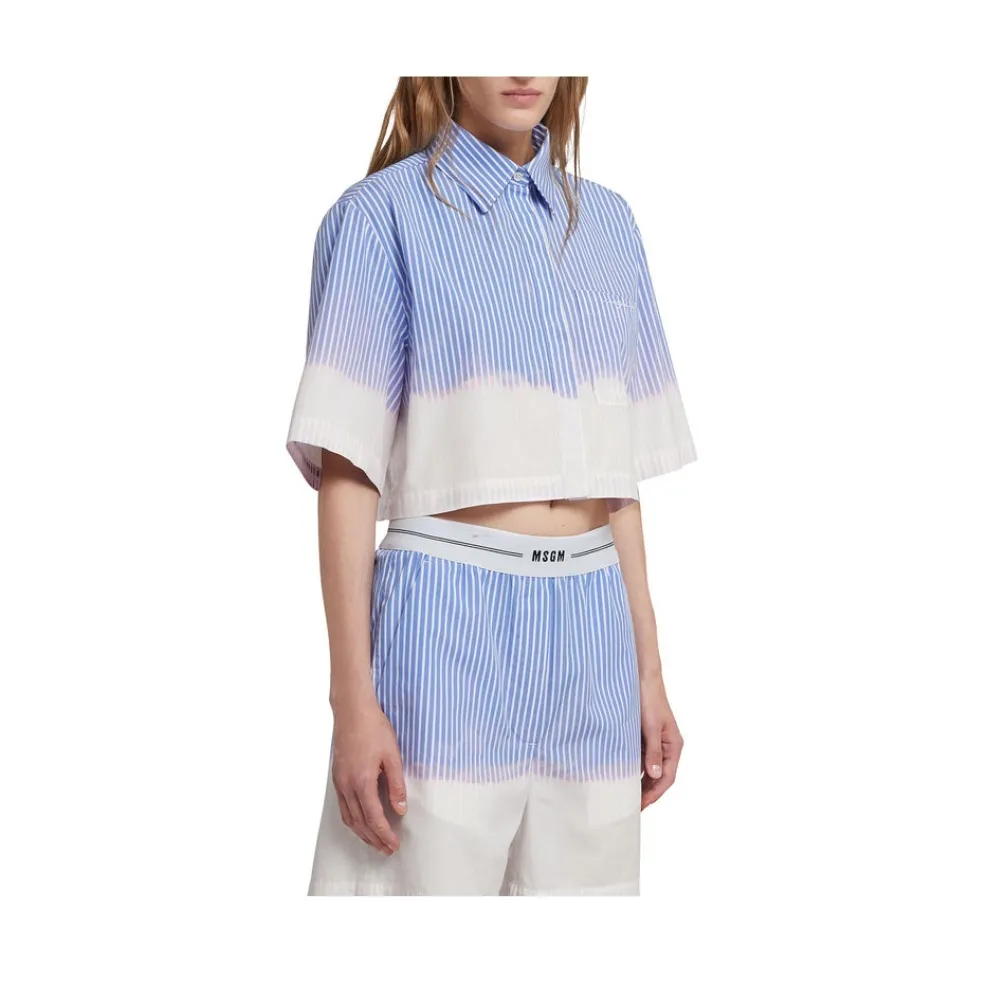 MSGM  |Stripes Casual Style Cotton Short Sleeves Shirts & Blouses