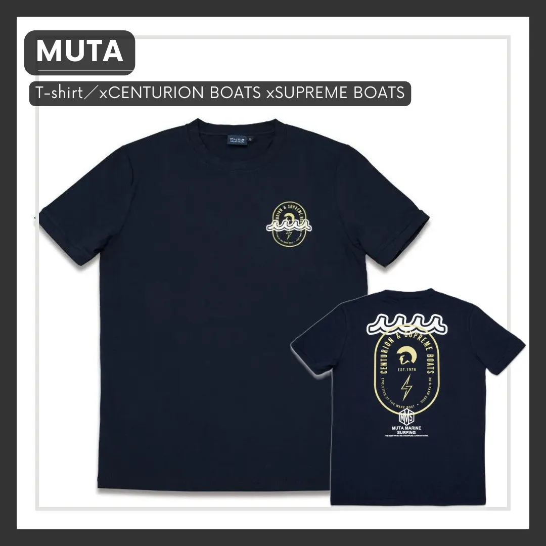 muta  |Crew Neck Collaboration Plain Cotton Short Sleeves Logo