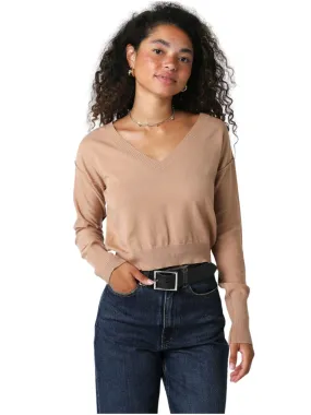 Olivaceous V-neck Sweater in Latte