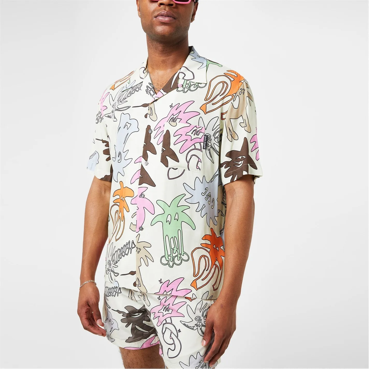 Palm Angels  |Tropical Patterns Street Style Short Sleeves Logo Shirts