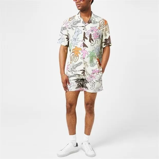 Palm Angels  |Tropical Patterns Street Style Short Sleeves Logo Shirts