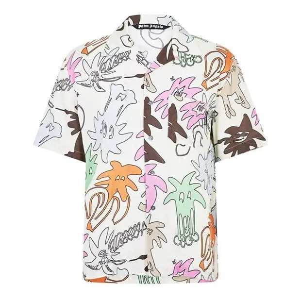 Palm Angels  |Tropical Patterns Street Style Short Sleeves Logo Shirts