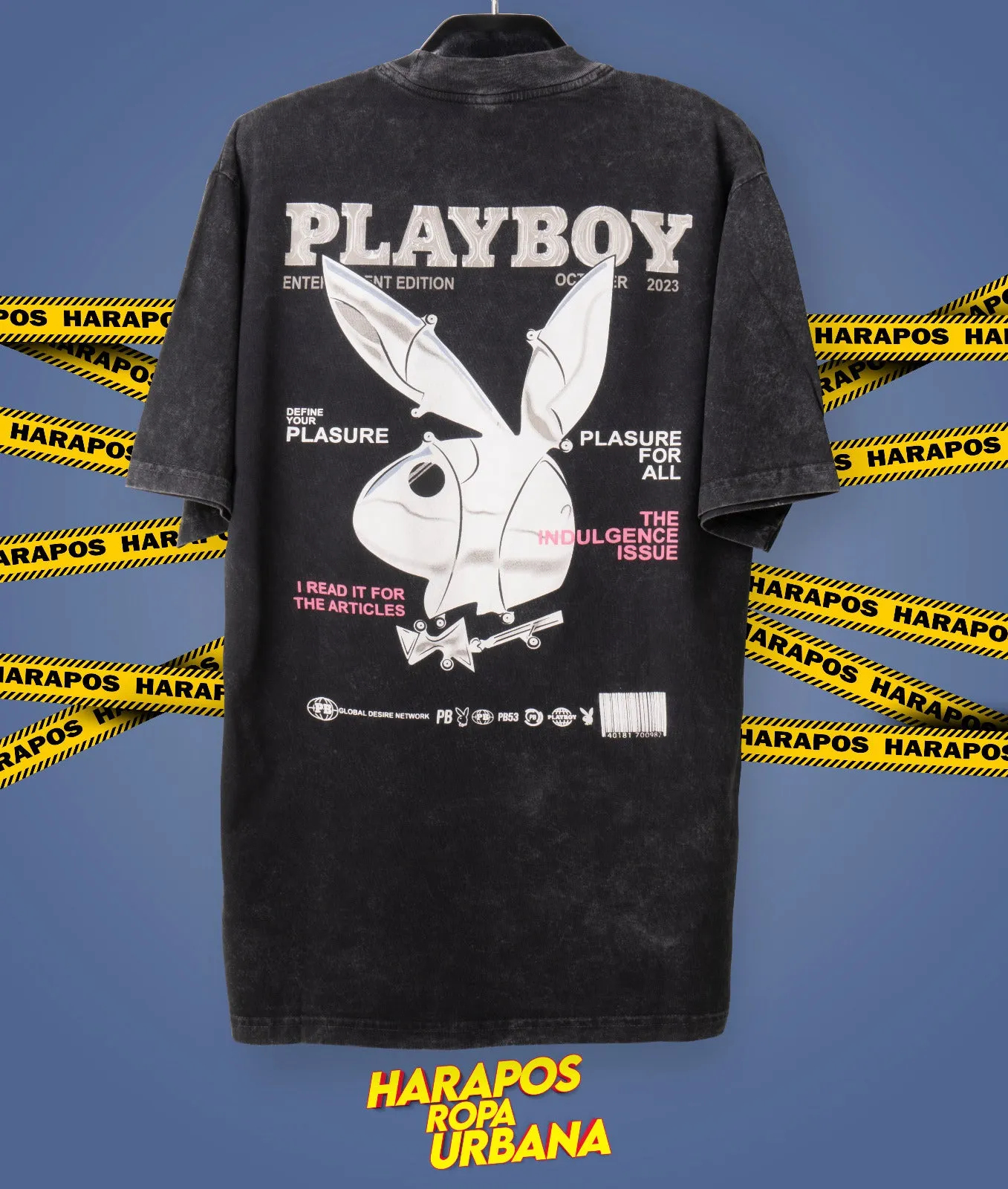 Polera Roman playboy oversize negra prelavada