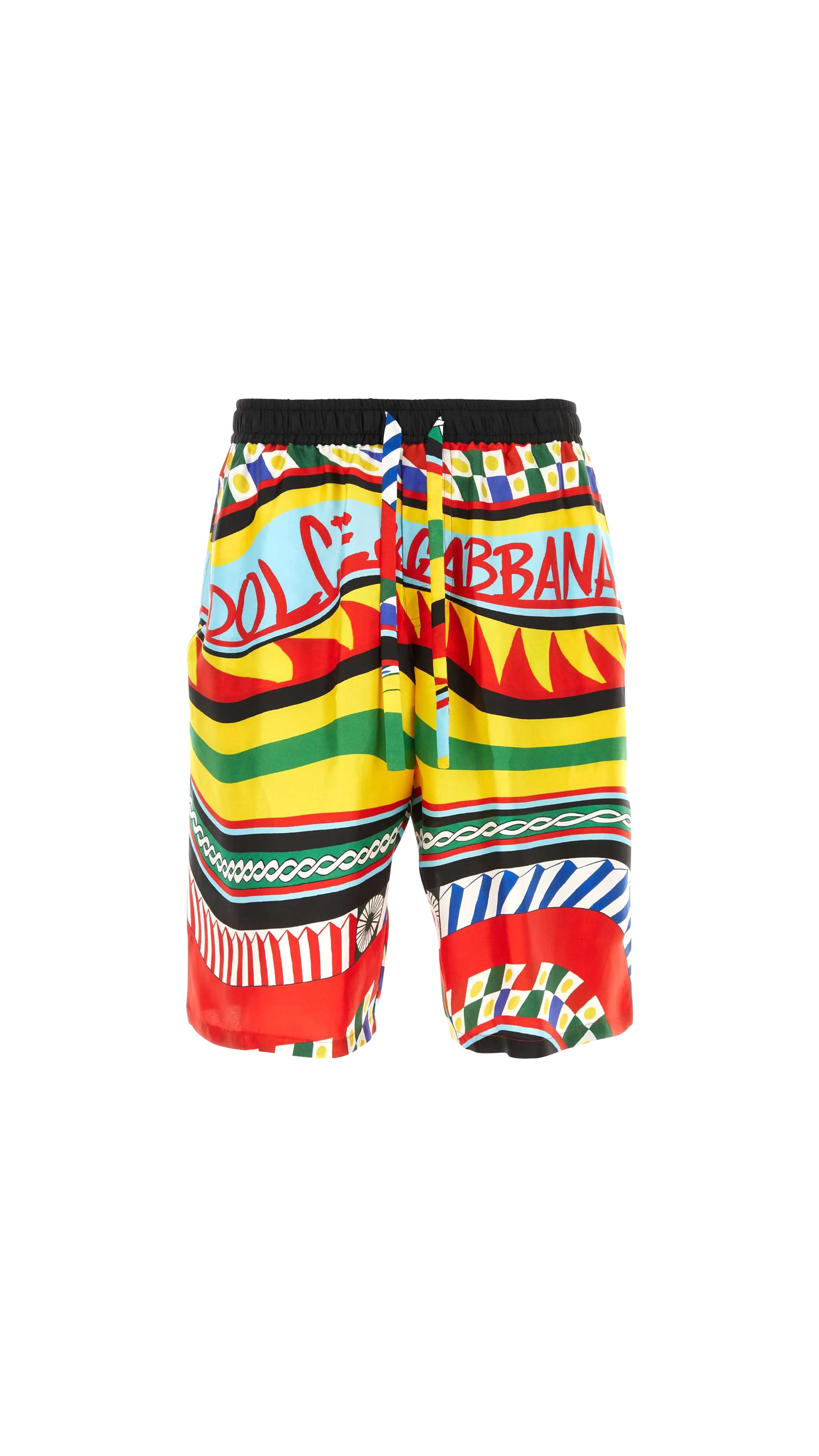 Printed Satin Bermuda Shorts - Multicolor