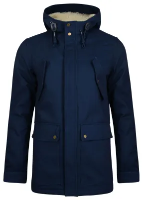 Ringspun Tondor Long Hooded Borg Lined Jacket Navy