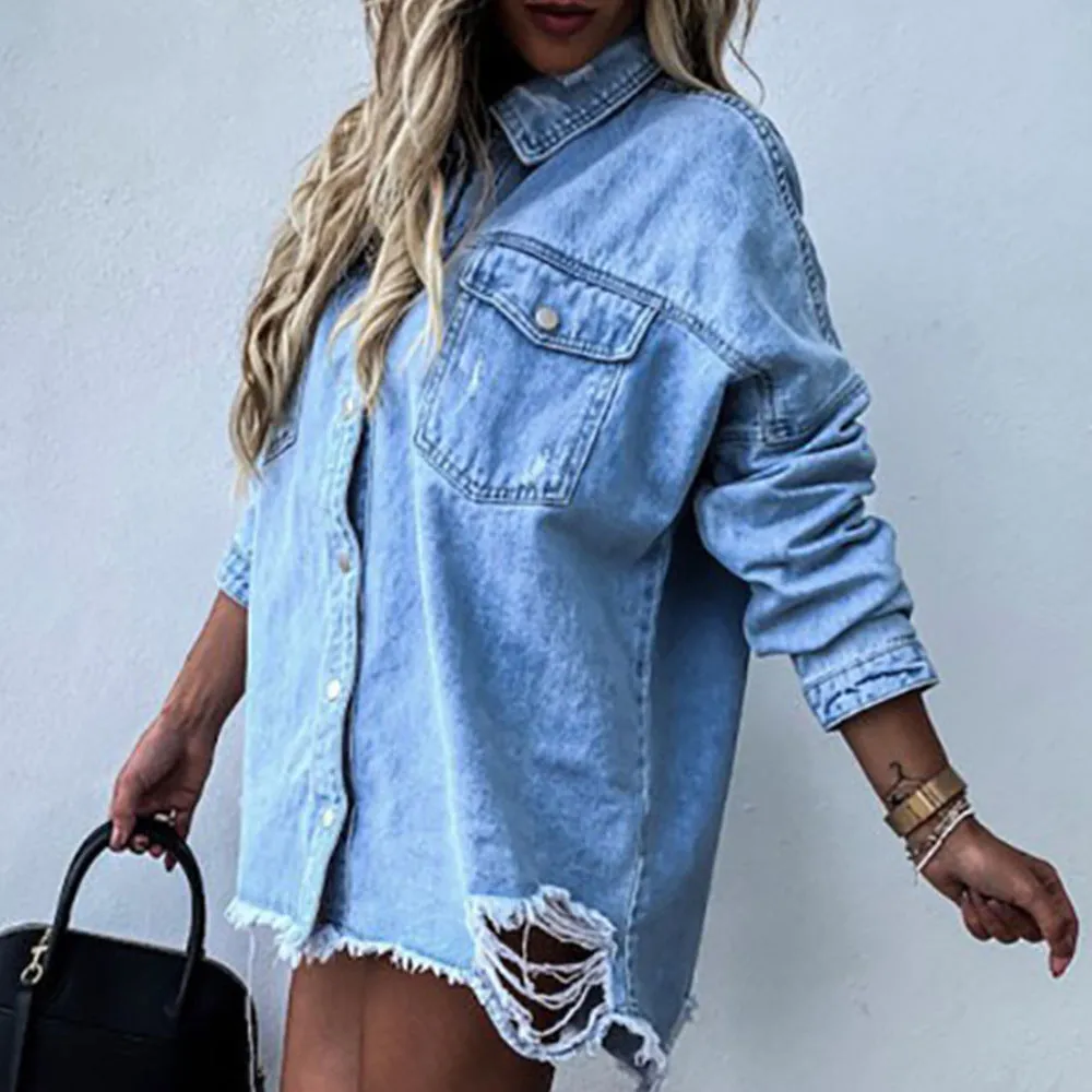 Ripped Denim Jacket Top