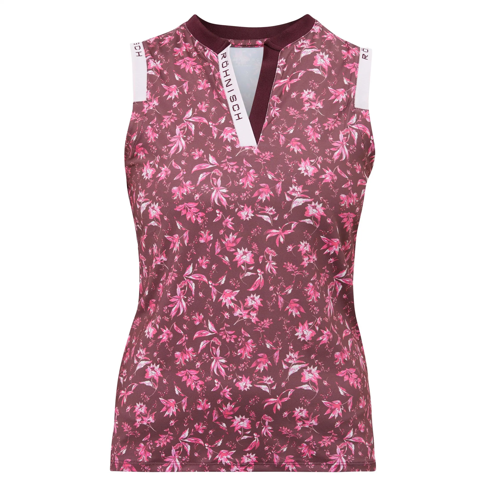 Rohnisch Abby Ladies Sleeveless Golf Polo Neon Flower Pink