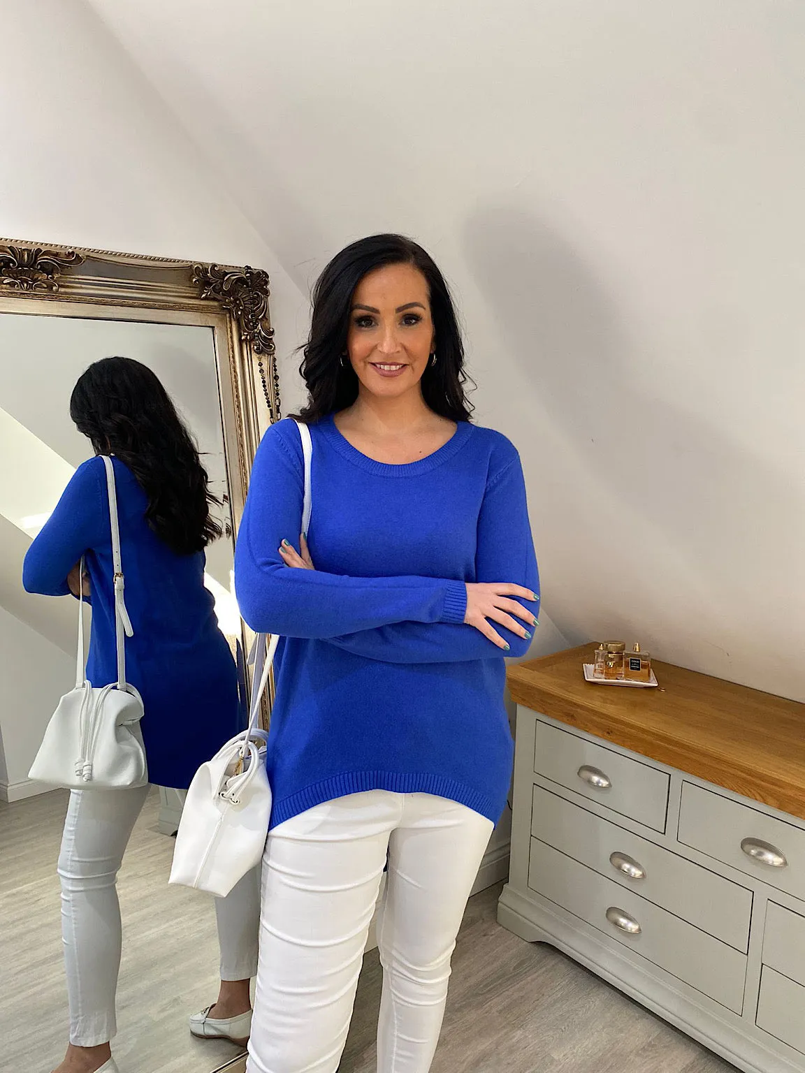 Royal Blue Ribbed Trim Jumper Mila