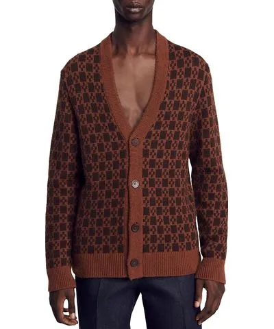 Sandro Jacquard Cardigan Sweater