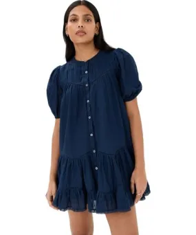 Sea Myra Cotton Puff Sleeve Tunic Dress Navy XXS