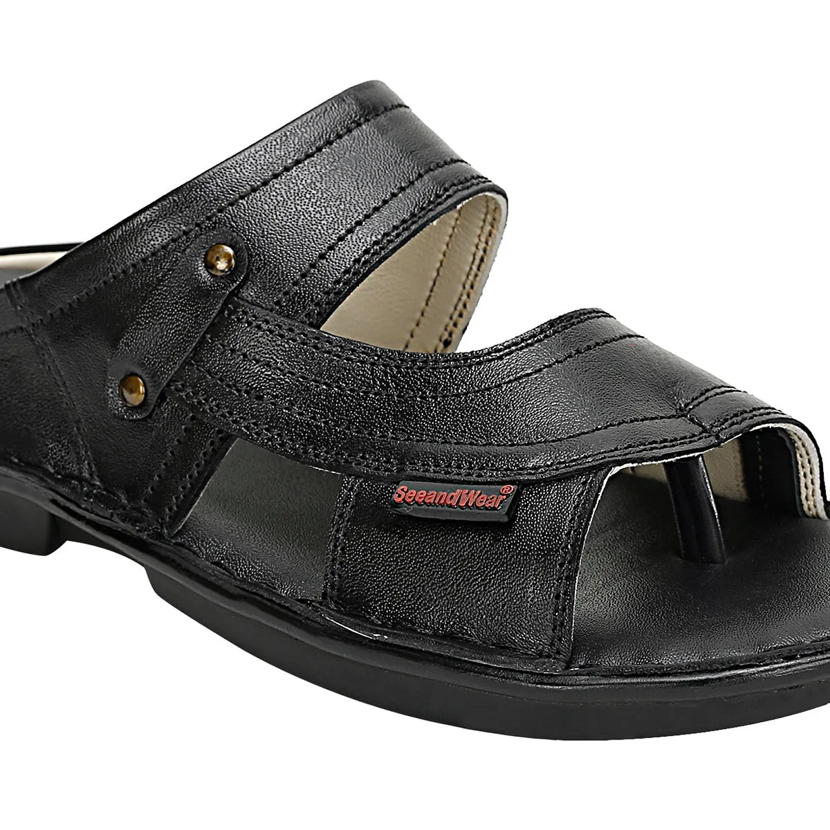 SeeandWear  Men Leather Black Sandal