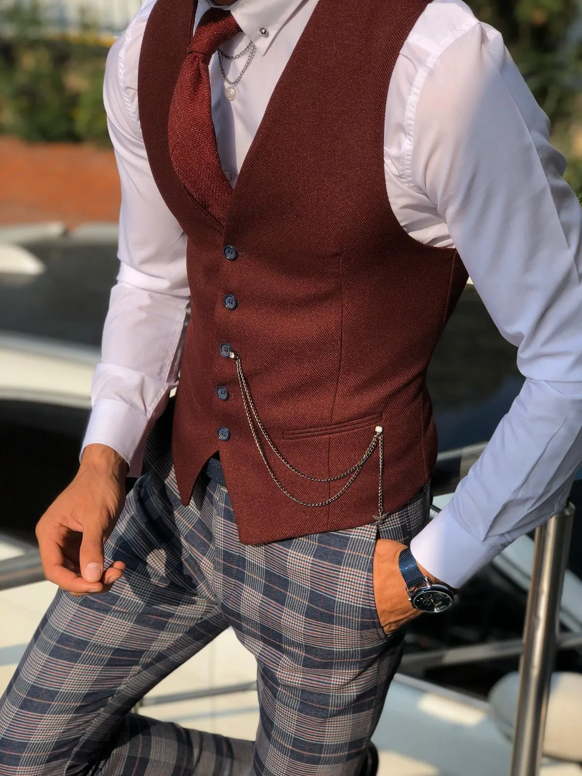 Slim-Fit Cotton Waist Coat