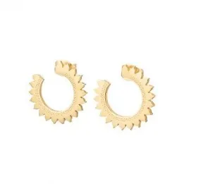 Solid Gold Ladies Jewelry Modern Horse Shoes Earrings With Italian Pattern SE2