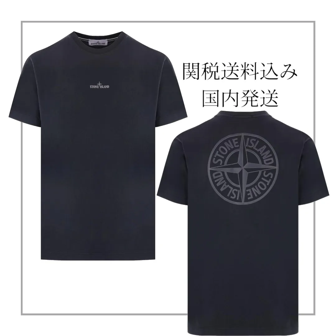 STONE ISLAND  |Street Style U-Neck Cotton Short Sleeves Logo T-Shirts