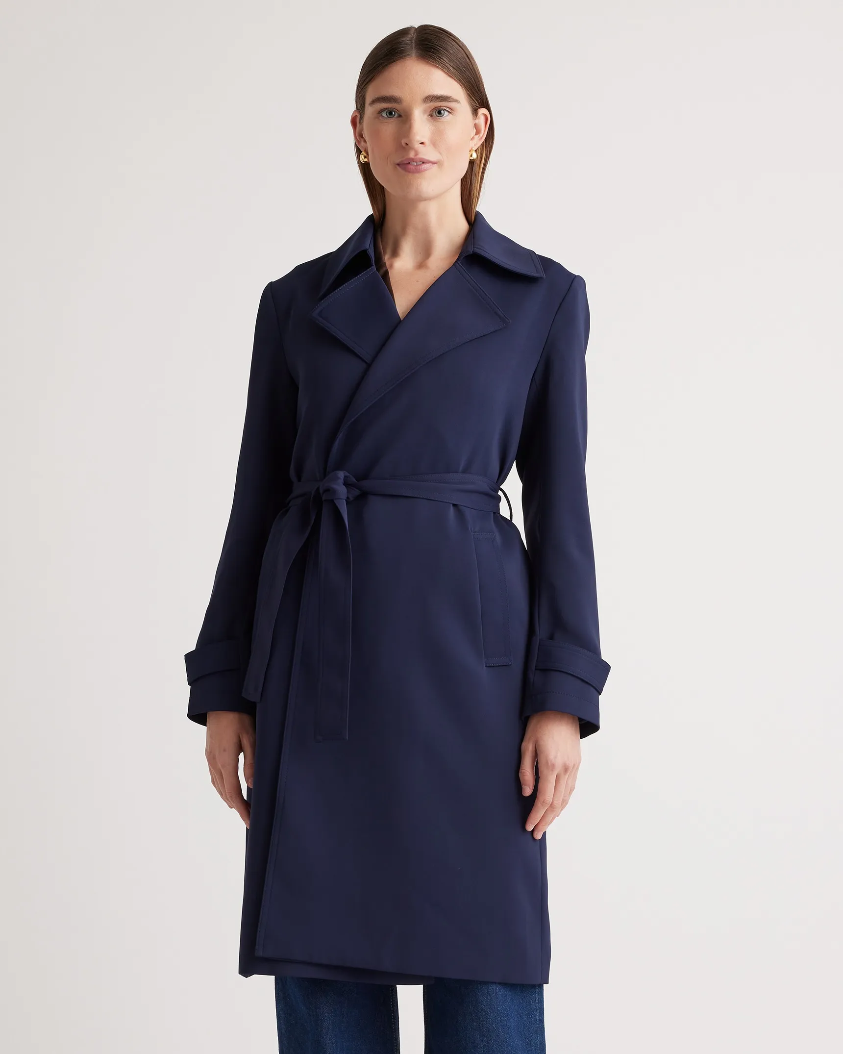 Stretch Crepe Trench Coat