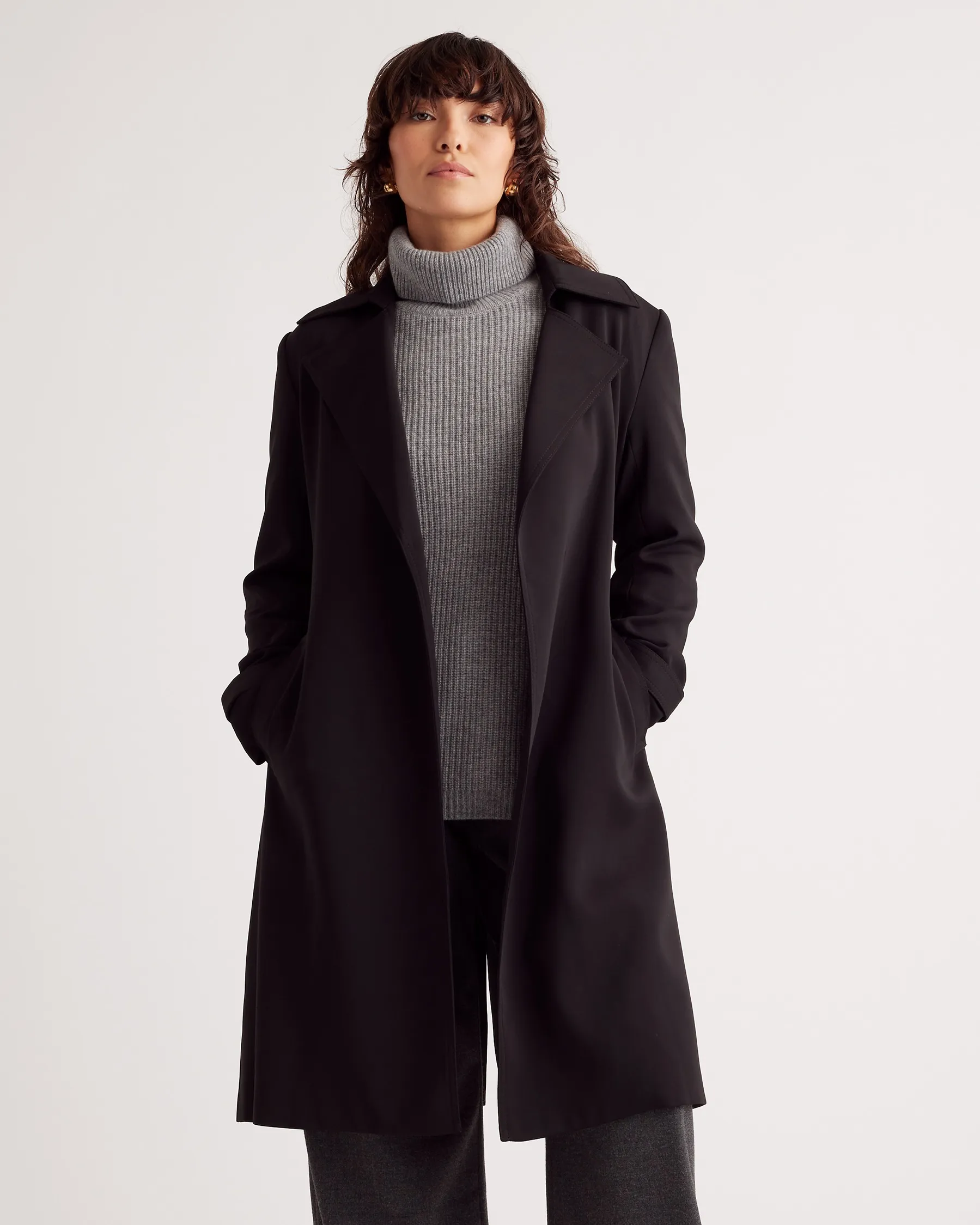 Stretch Crepe Trench Coat