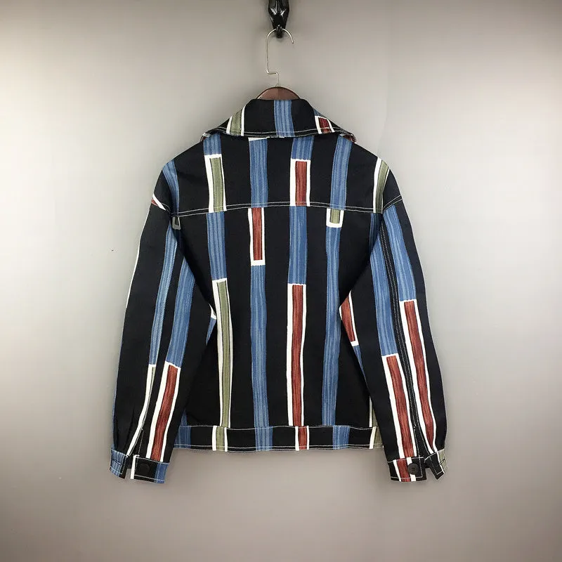 Striped Handsome Lapel Slimming Jacket Men