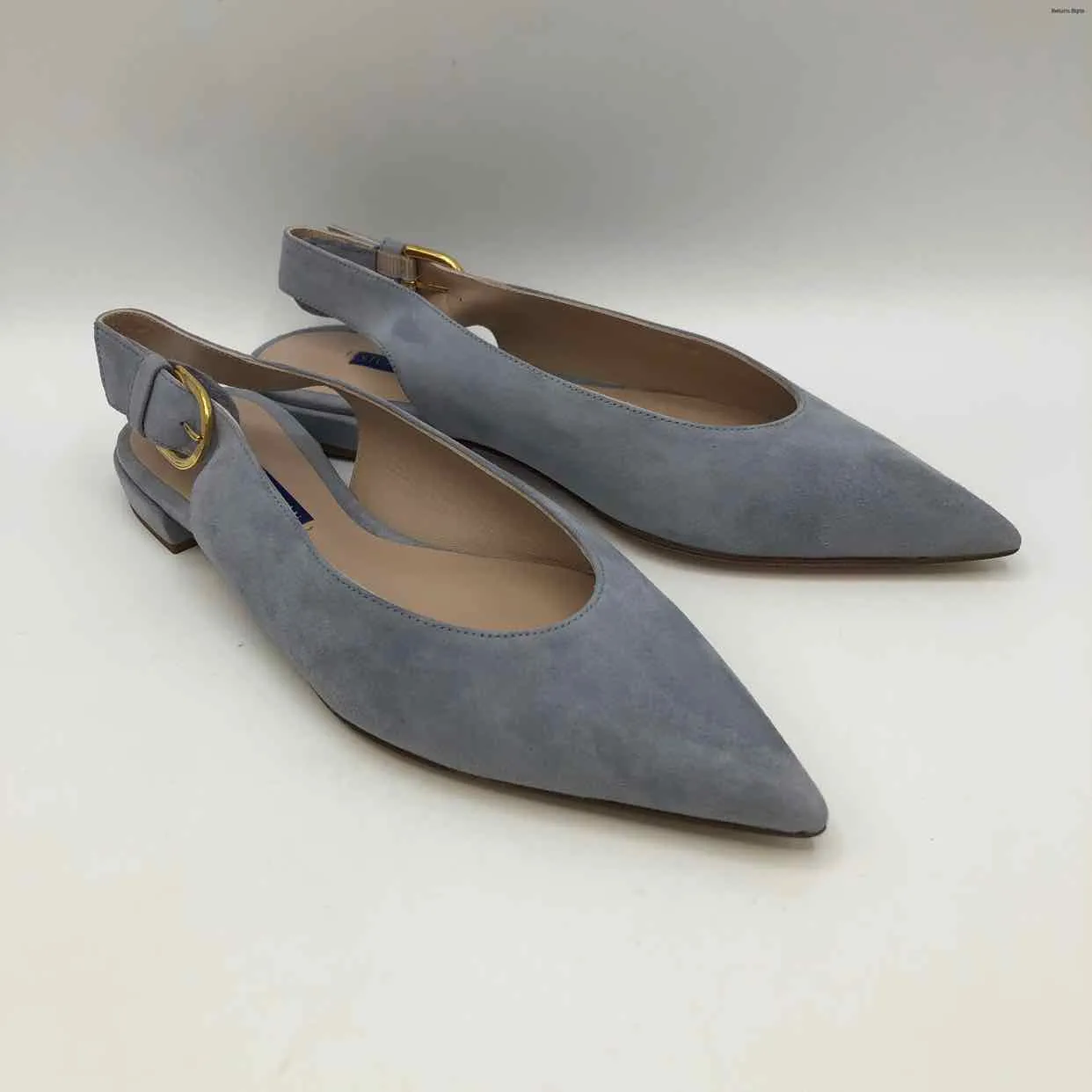 STUART WEITZMAN Lt Blue Suede Leather Made in Spain Flat Slingback Shoes