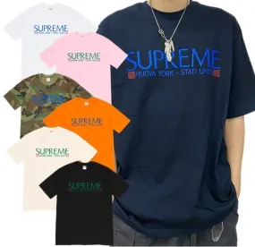 Supreme  |Unisex Street Style Cotton Short Sleeves Logo Skater Style