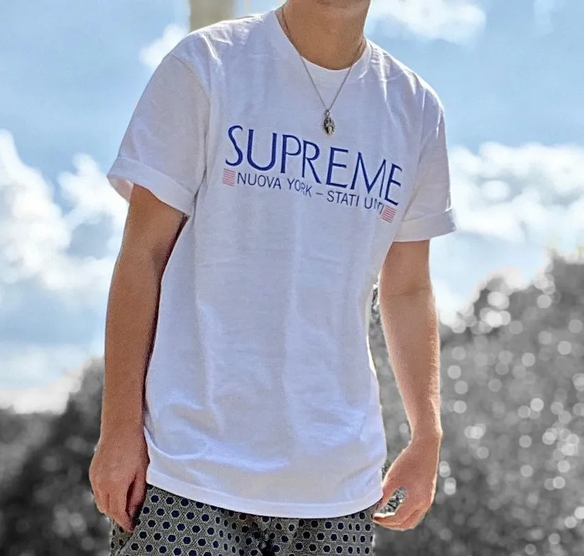 Supreme  |Unisex Street Style Cotton Short Sleeves Logo Skater Style