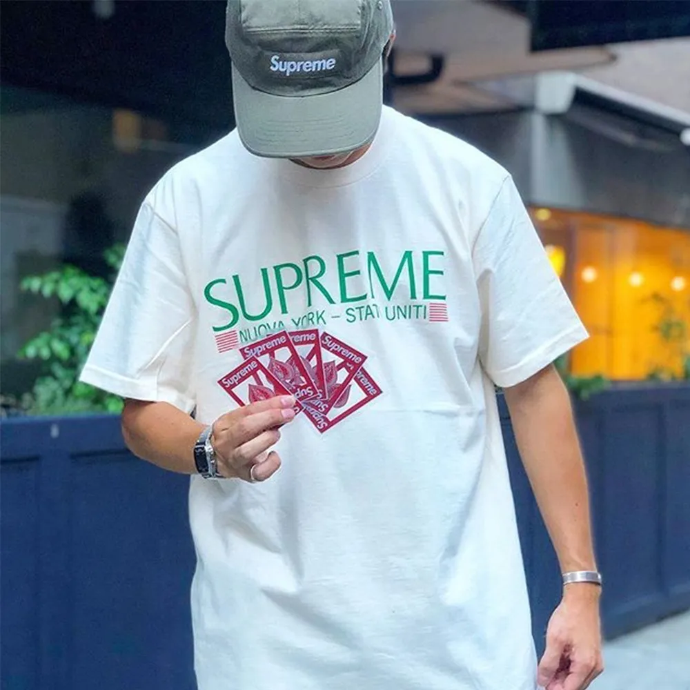 Supreme  |Unisex Street Style Cotton Short Sleeves Logo Skater Style